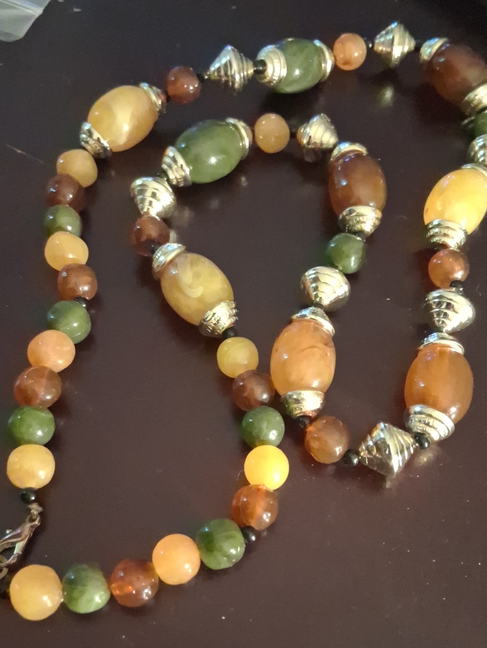 Vintage Multicolor Beaded Necklace Gold Tone Lobster Clasp Tribal Inspired